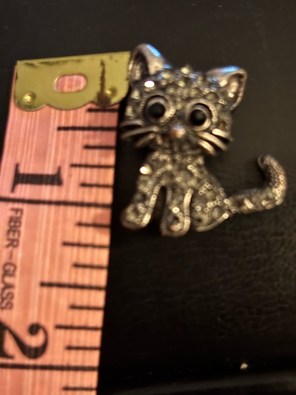 Silver-Tone Crystal Cat Pin Brooch - Cute Cat Accent - Picture 3 of 3